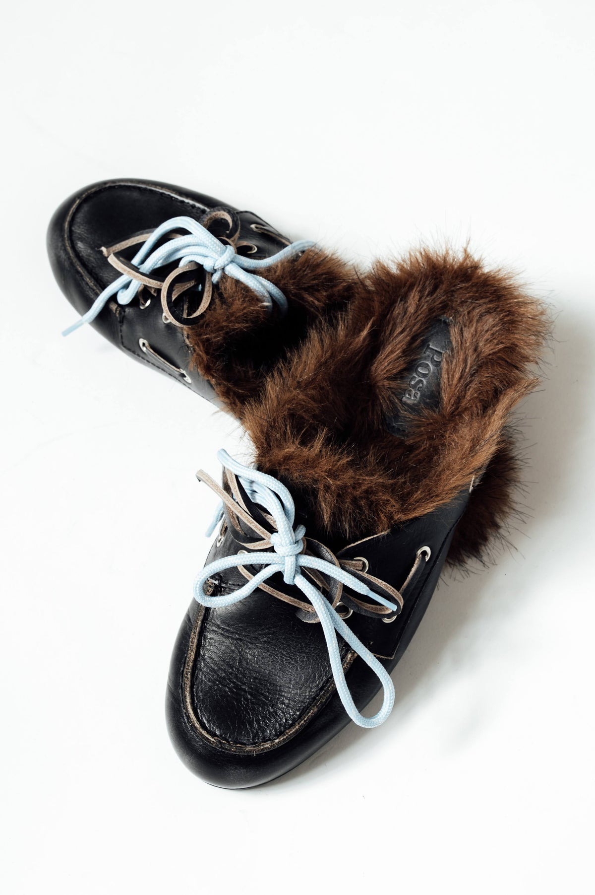 POSA Boat Loafer Mule met bontvoering
