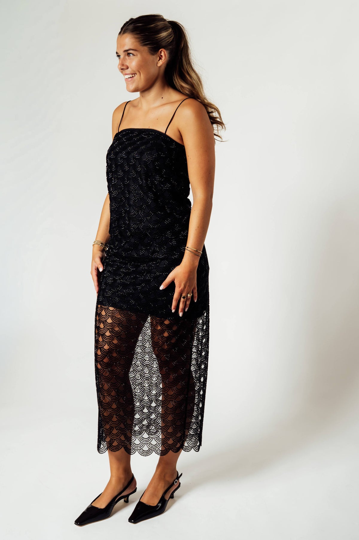 ROTATE zwarte sequins midirok