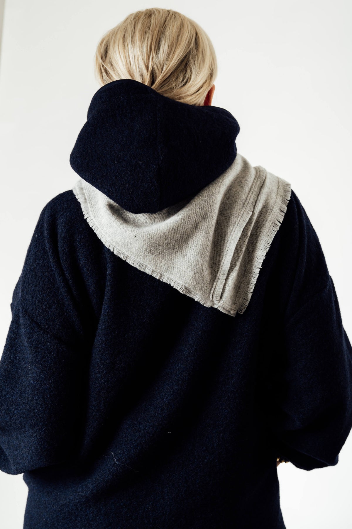 Âme Antwerp Option lange marineblauwe jas met capuchon