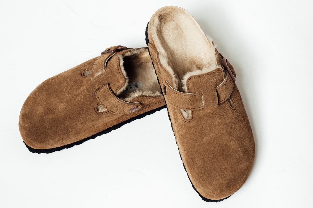 Birkenstock Boston Shearling suède klomp