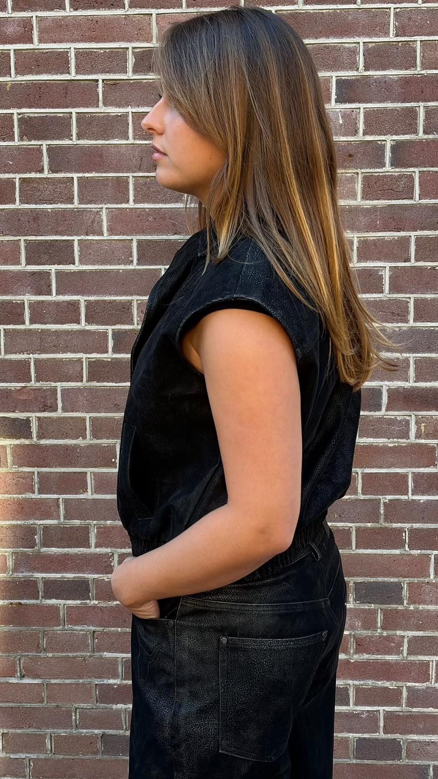 LADIES WOVEN FAUX SUEDE BIKER JACKET