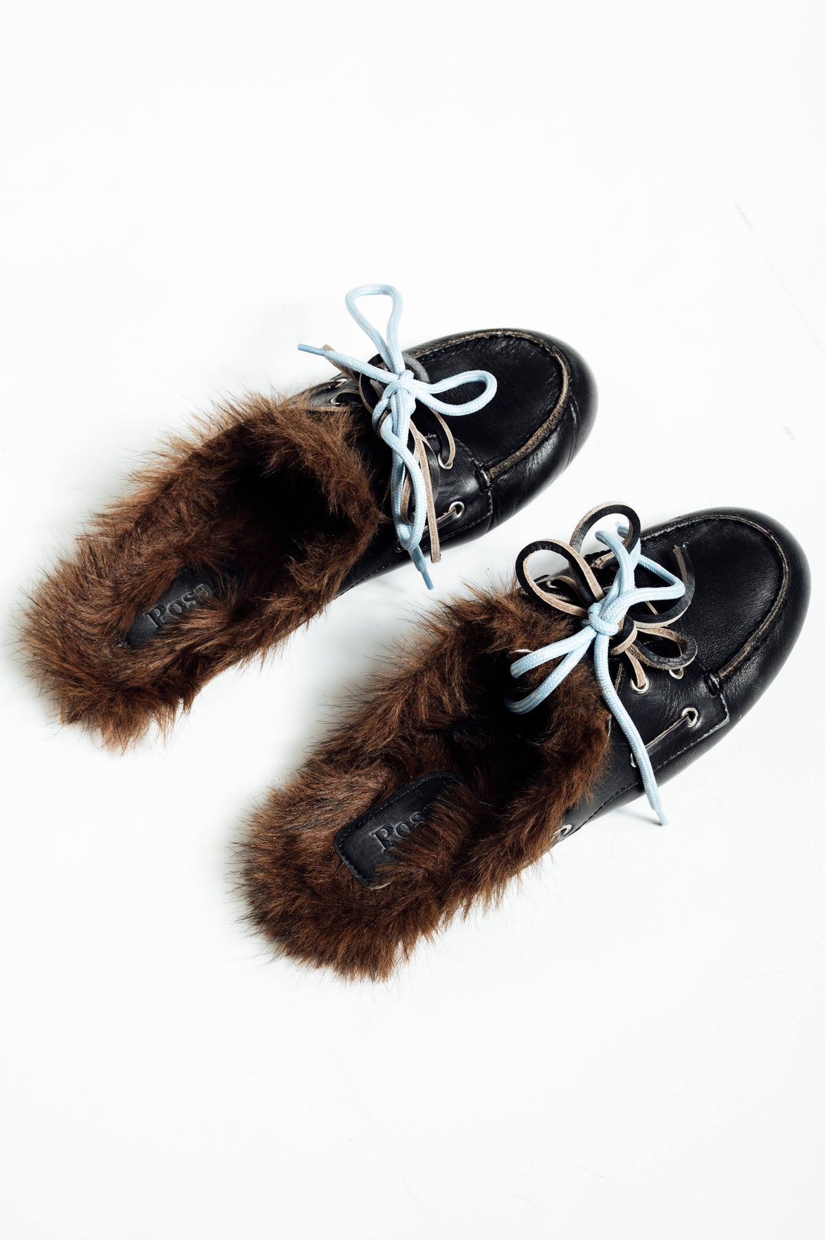 POSA Boat Loafer Mule met bontvoering