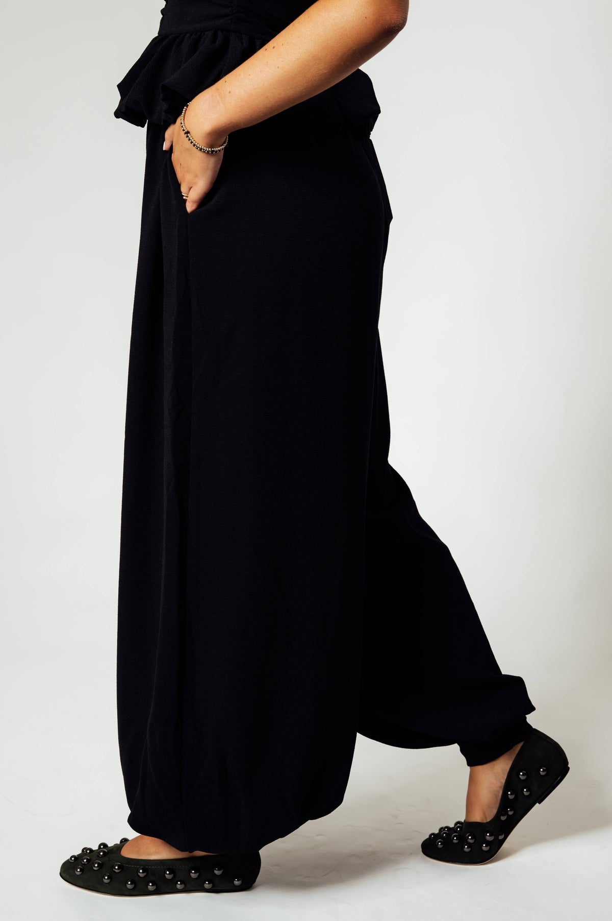 ROTATE zwarte balloon pleated broek