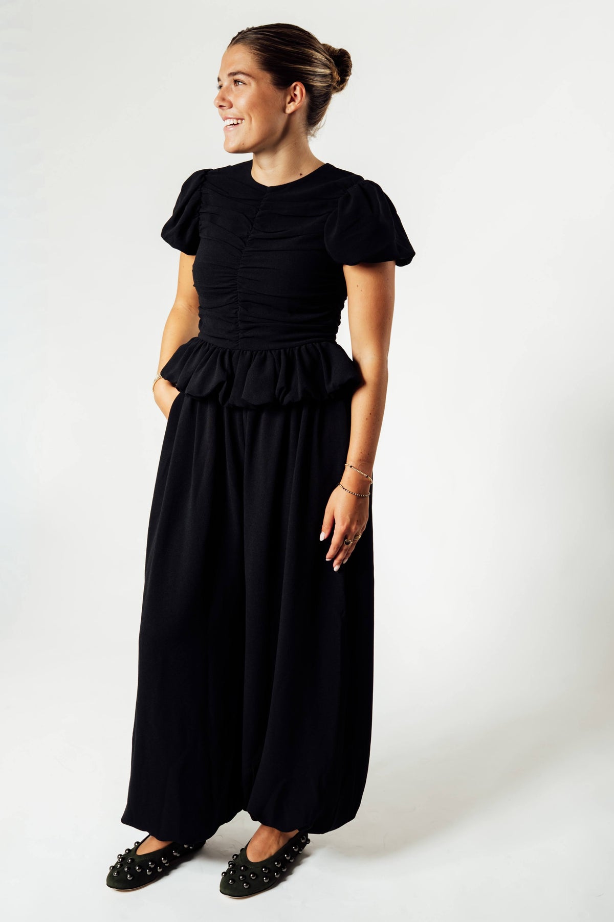 ROTATE zwarte balloon pleated broek
