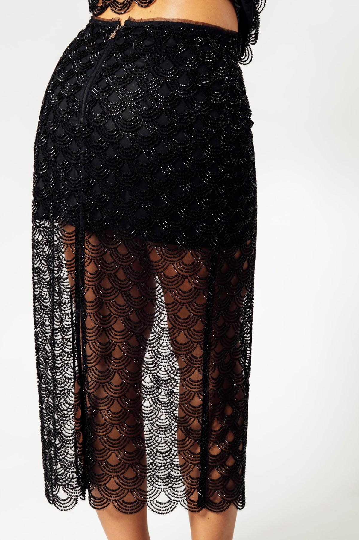 ROTATE zwarte sequins midirok