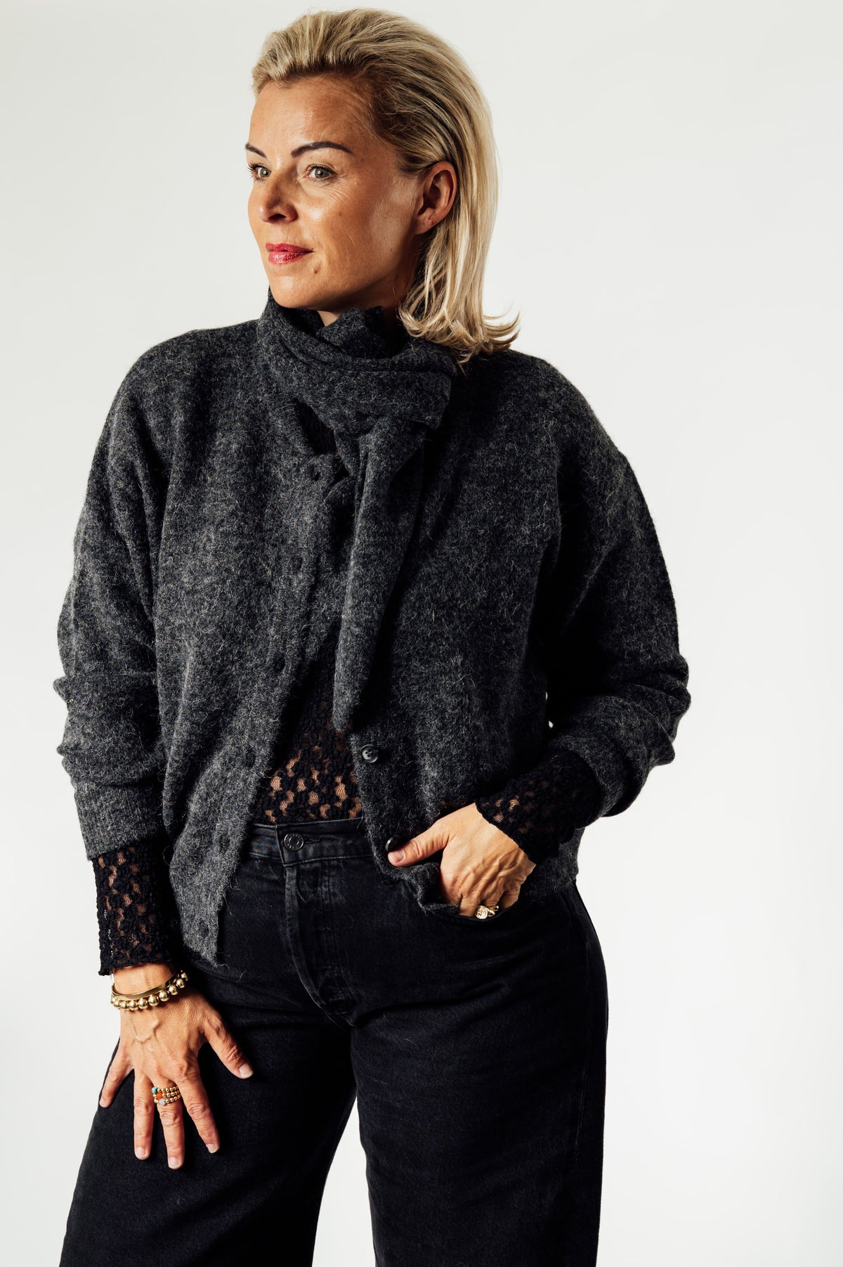 Knit-ted Britney gebreid vest antraciet