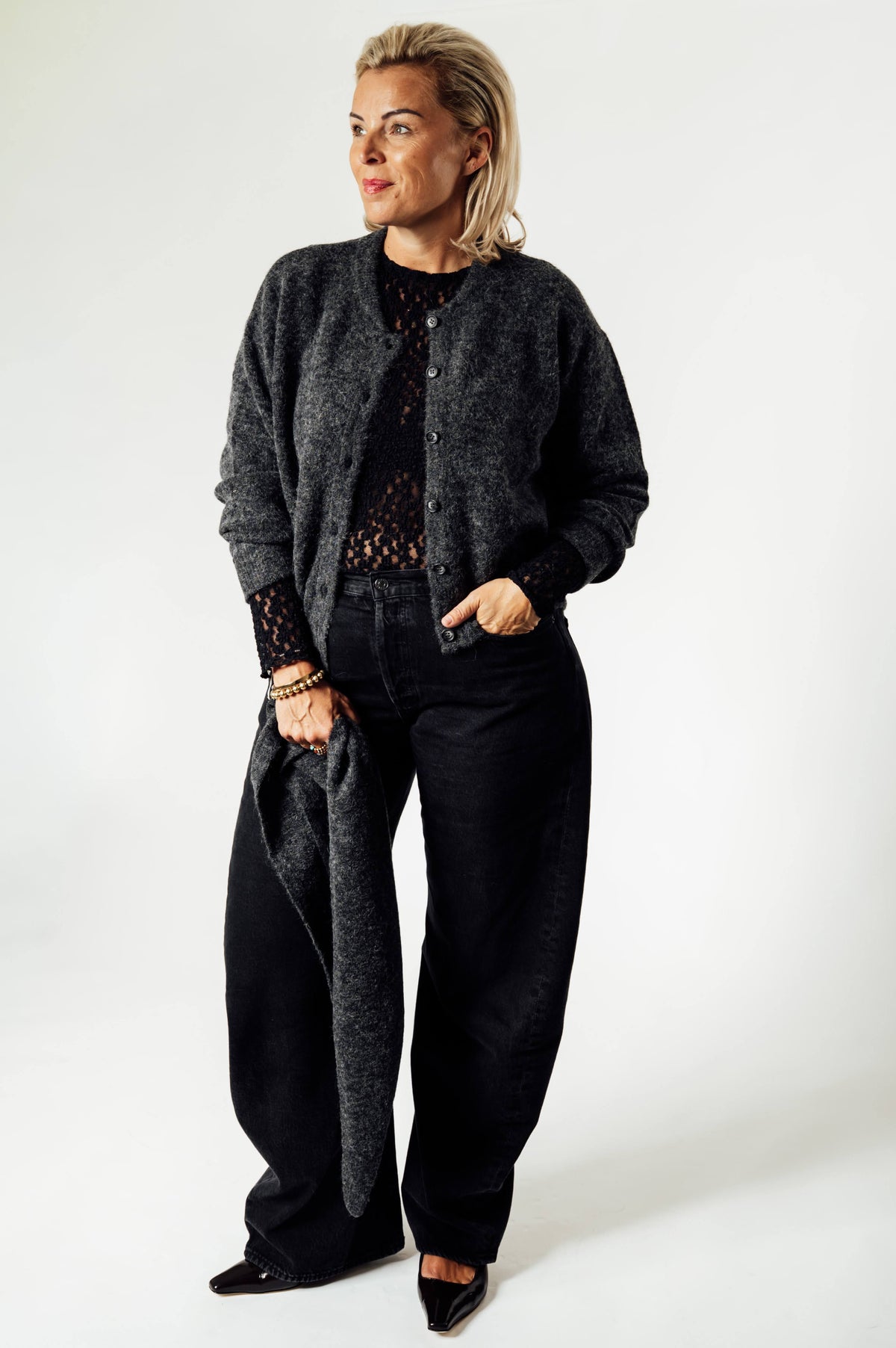 Knit-ted Britney gebreid vest antraciet