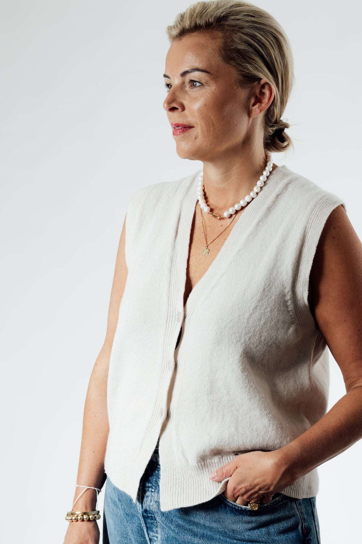DRYKORN Abalia gebreid gilet met V-hals