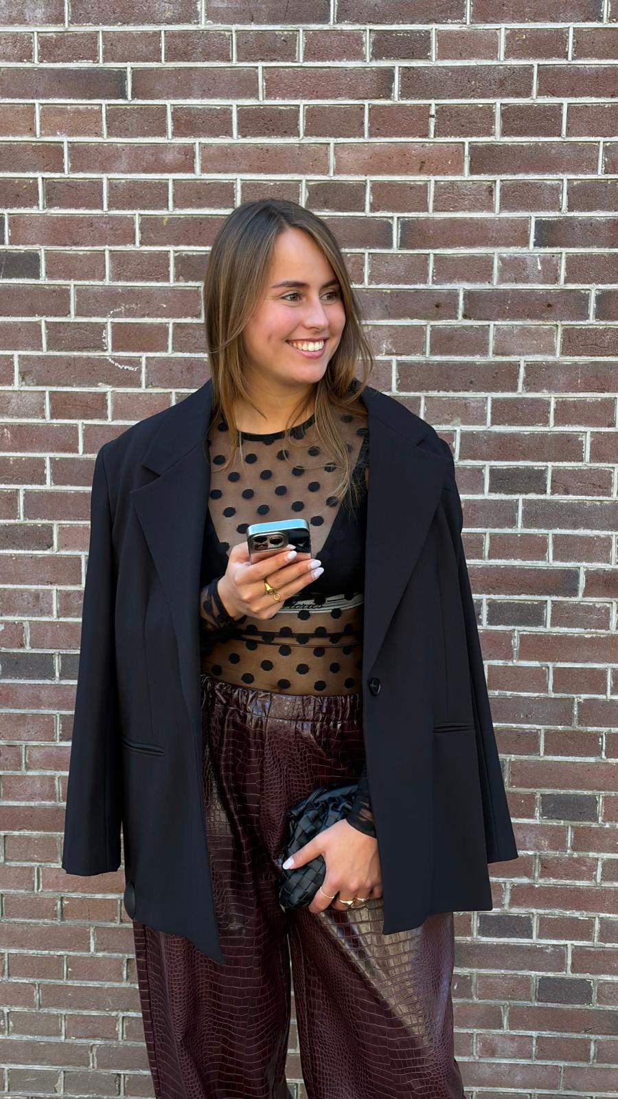 Love Stories Elle mesh top met stippen