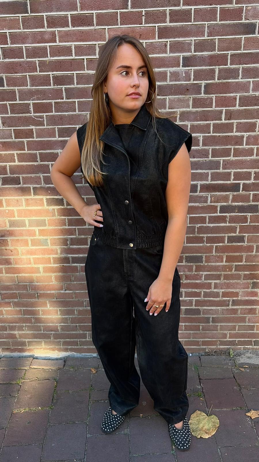 LADIES WOVEN FAUX SUEDE PANTS