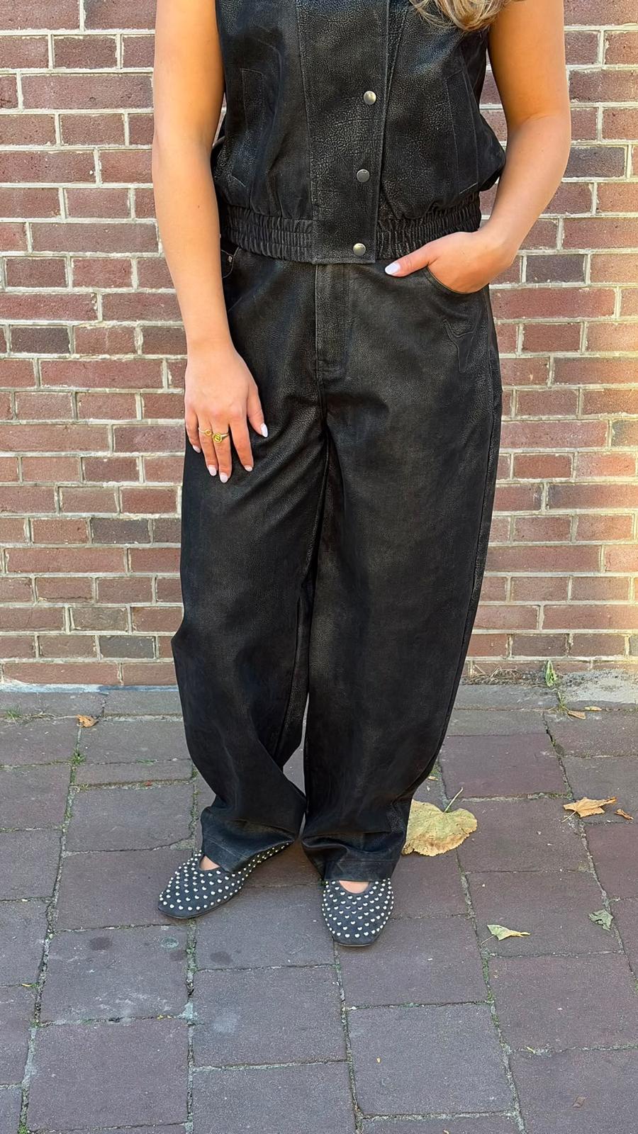 LADIES WOVEN FAUX SUEDE PANTS