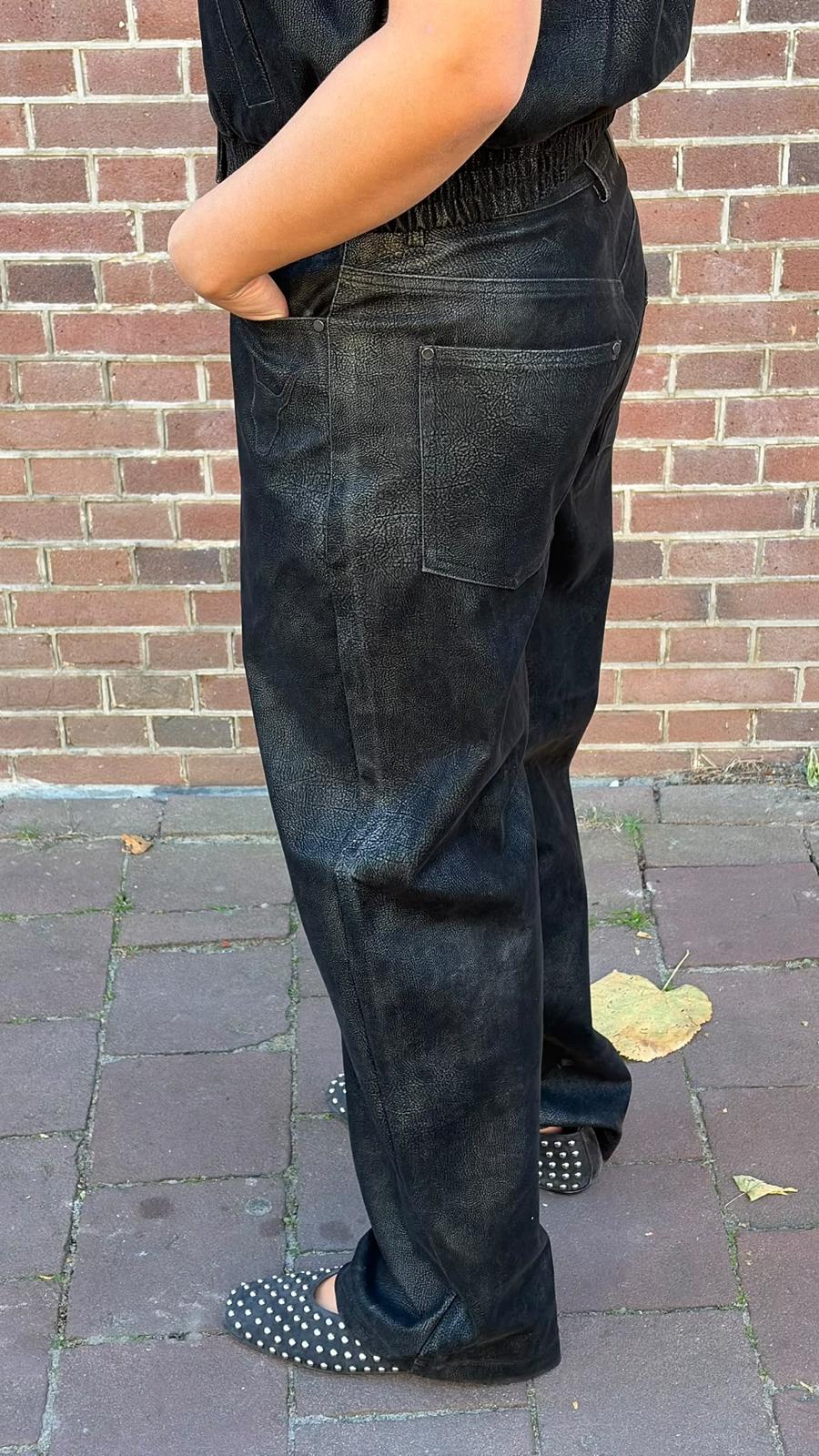LADIES WOVEN FAUX SUEDE PANTS