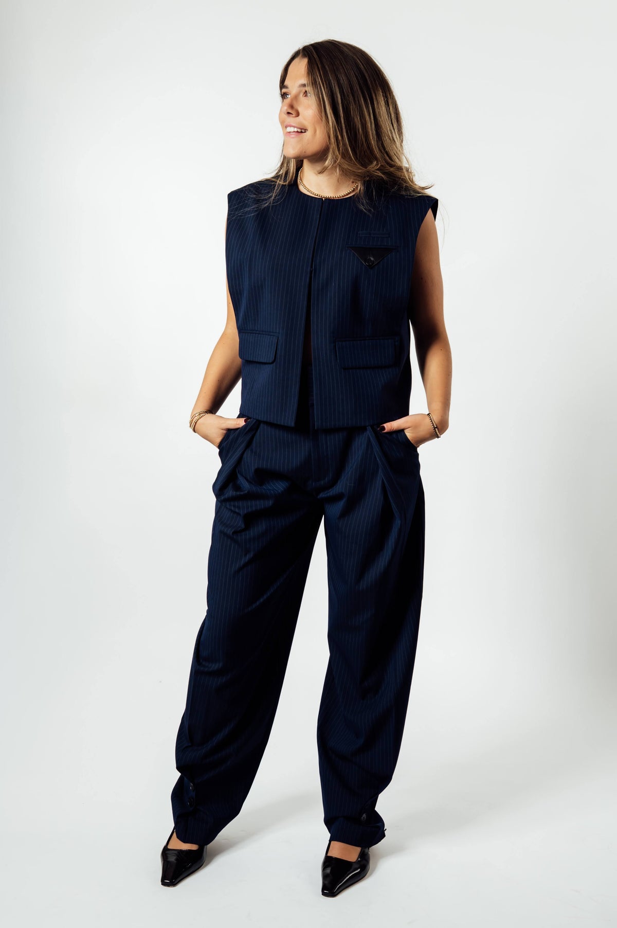 NAVY PIN BOX WAISTCOAT